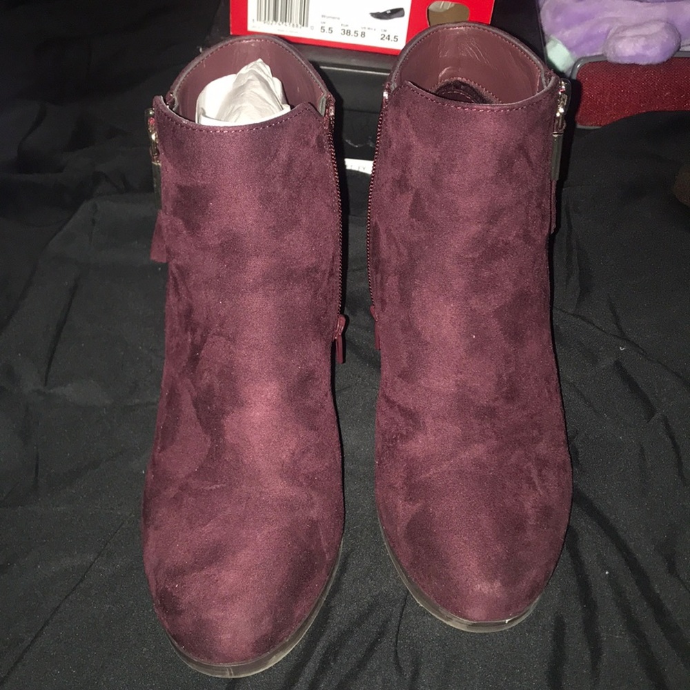 Burgundy booties